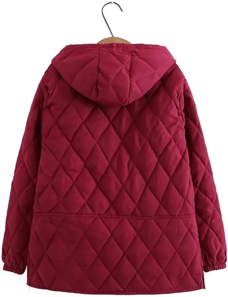 Cotton Jacket Women's Autumn Winter Loose Hooded Coat Thicken Cotton-Padded Parkas Overcoat