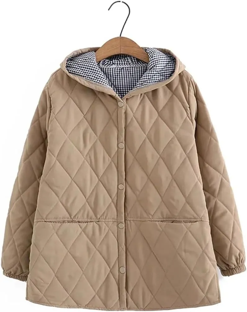 Cotton Jacket Women's Autumn Winter Loose Hooded Coat Thicken Cotton-Padded Parkas Overcoat