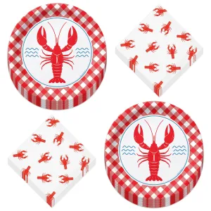 Crawfish Seafood Party Supplies - Crawfish Paper Dinner Plates & Napkins - Mardi Gras & Seafood Boil