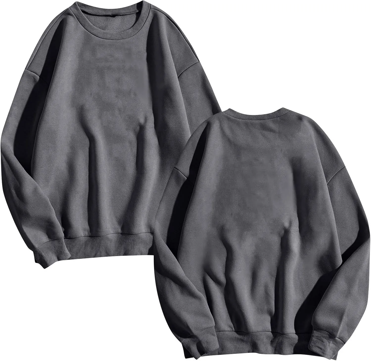 Crewneck Sweatshirts Women Fleece Oversized Hoodie Long Sleeve Shirts Loose Fitting Tops Drop Shoulder Pullover