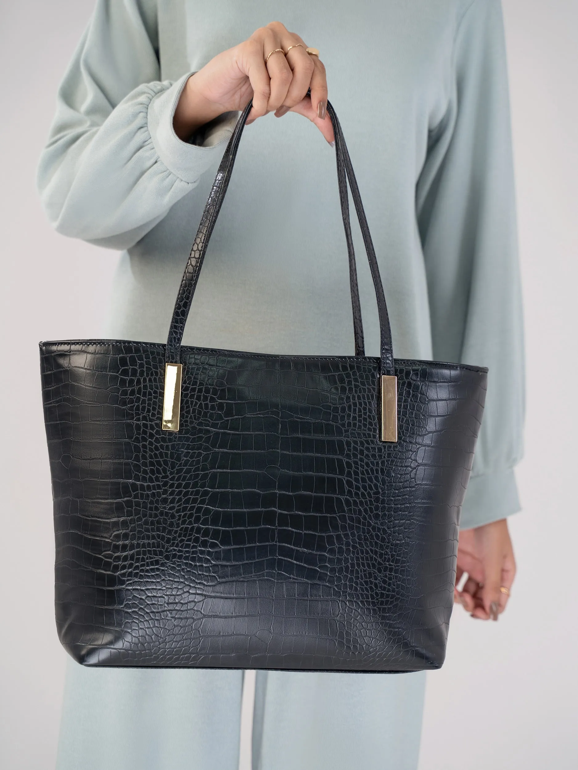 Croc Textured Tote Bag