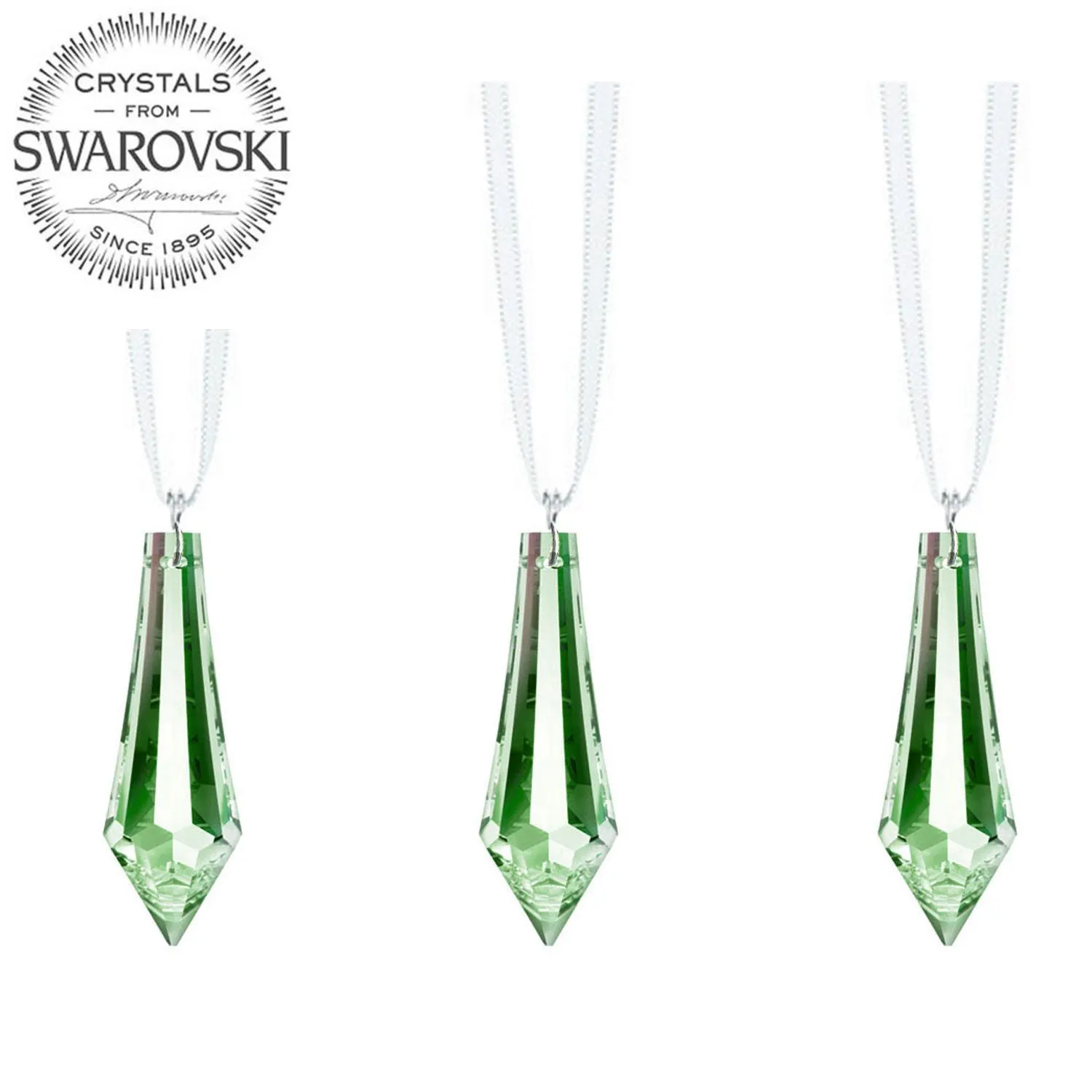 Crystals Hanging Swarovski Crystal Light Green Drop Prisms, 3 Pcs