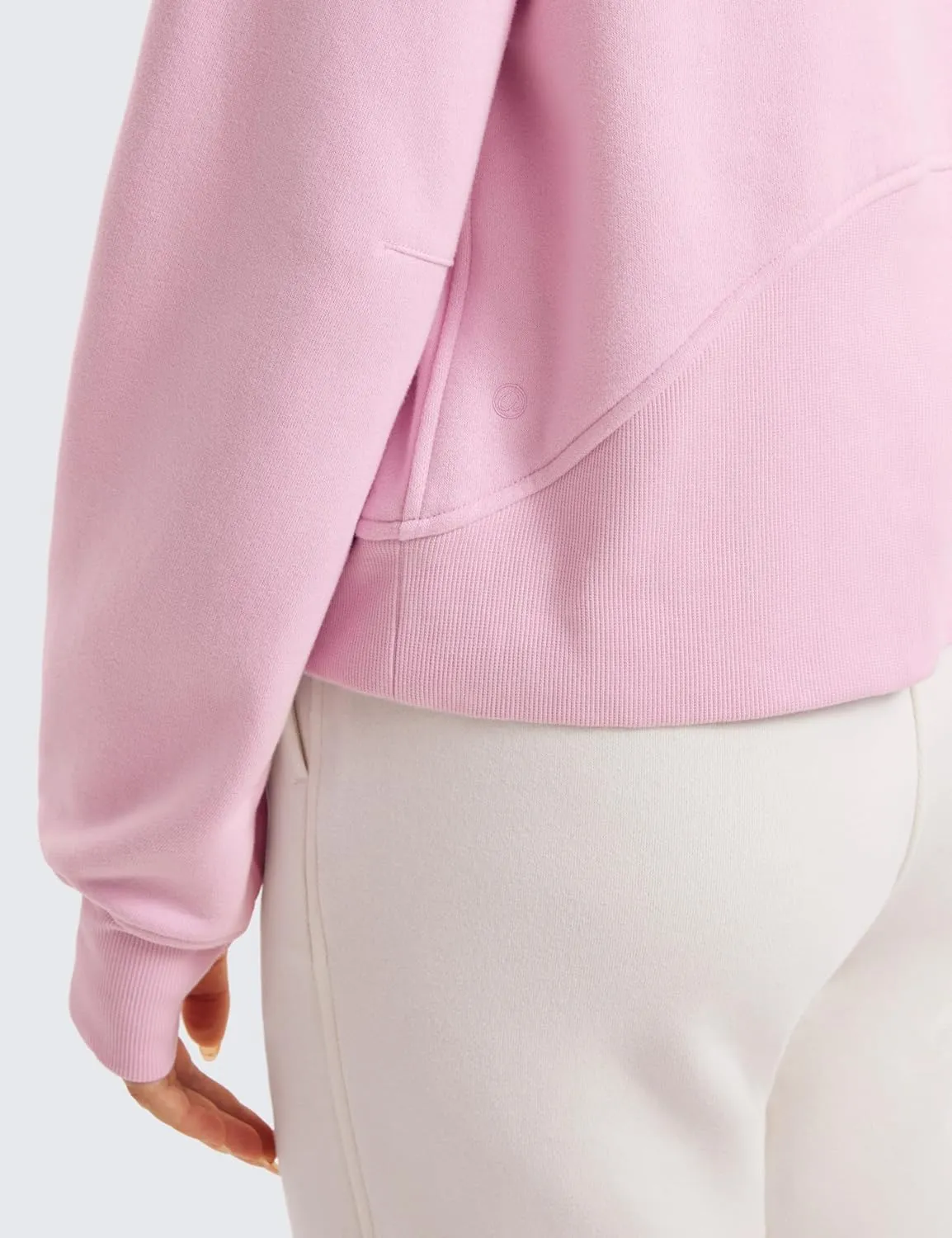 CRZ YOGA Womens Fleece Lined Full Zip Hoodies Oversized Long Sleeve Casual Workout Hooded Sweatshirt with Thumb Holes