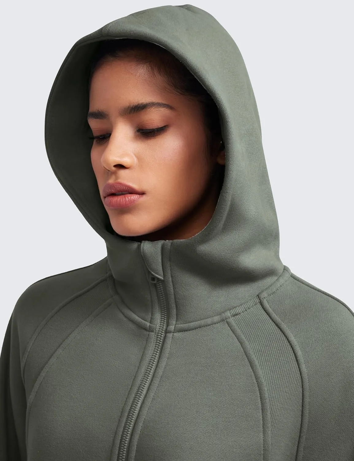 CRZ YOGA Womens Fleece Lined Half Zip Hoodies Pullover Oversized Long Sleeve Casual Workout Sweatshirts with Thumb Holes