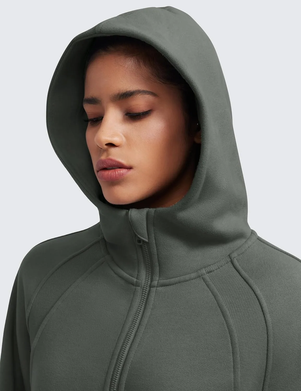 CRZ YOGA Womens Fleece Lined Half Zip Hoodies Pullover Oversized Long Sleeve Casual Workout Sweatshirts with Thumb Holes