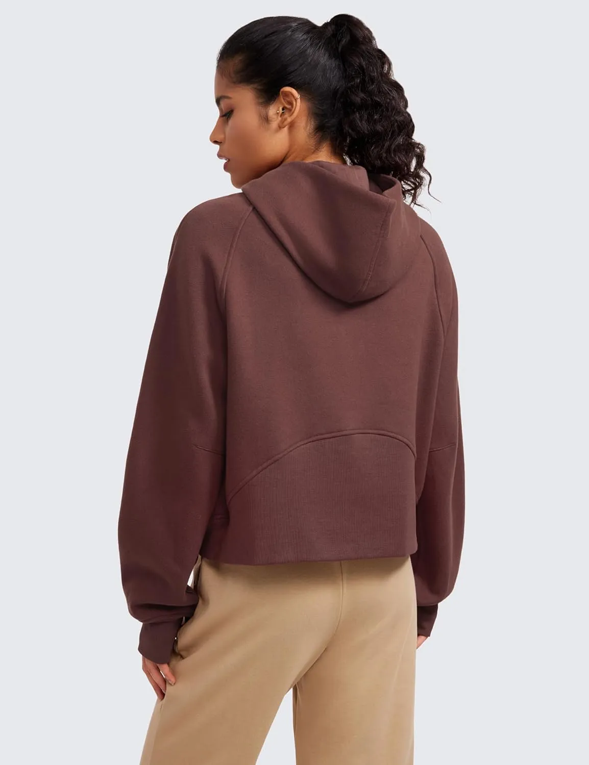 CRZ YOGA Womens Fleece Lined Half Zip Hoodies Pullover Oversized Long Sleeve Casual Workout Sweatshirts with Thumb Holes