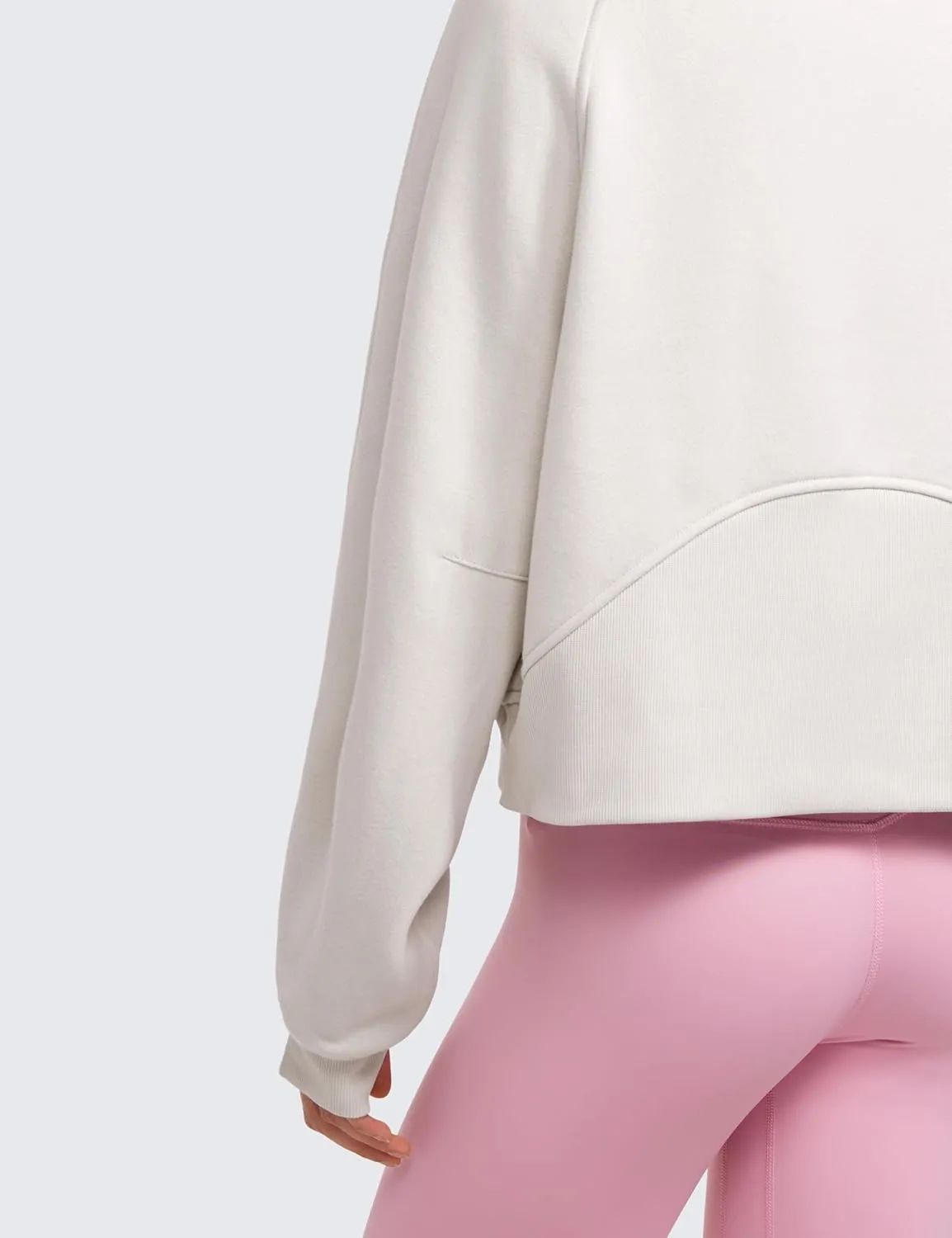 CRZ YOGA Womens Fleece Lined Half Zip Hoodies Pullover Oversized Long Sleeve Casual Workout Sweatshirts with Thumb Holes