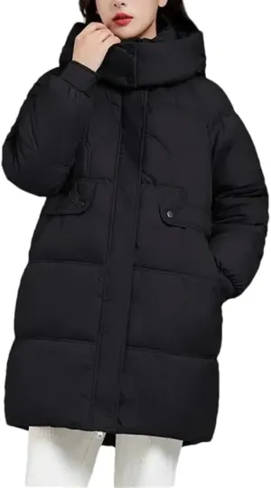 DBFBDTU Autumn Winter Coat Women Cotton Padded Jacket Female Casual Loose Overcoat Hooded Long Parkas