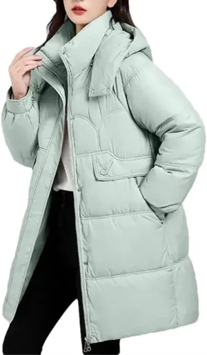 DBFBDTU Autumn Winter Coat Women Cotton Padded Jacket Female Casual Loose Overcoat Hooded Long Parkas
