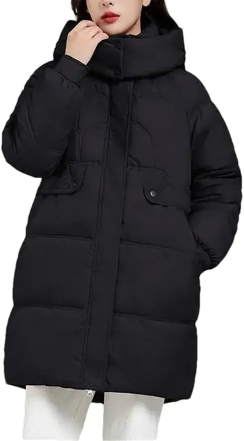 DBFBDTU Autumn Winter Coat Women Cotton Padded Jacket Female Casual Loose Overcoat Hooded Long Parkas