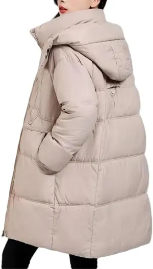 DBFBDTU Autumn Winter Coat Women Cotton Padded Jacket Female Casual Loose Overcoat Hooded Long Parkas