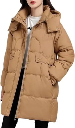DBFBDTU Autumn Winter Coat Women Cotton Padded Jacket Female Casual Loose Overcoat Hooded Long Parkas