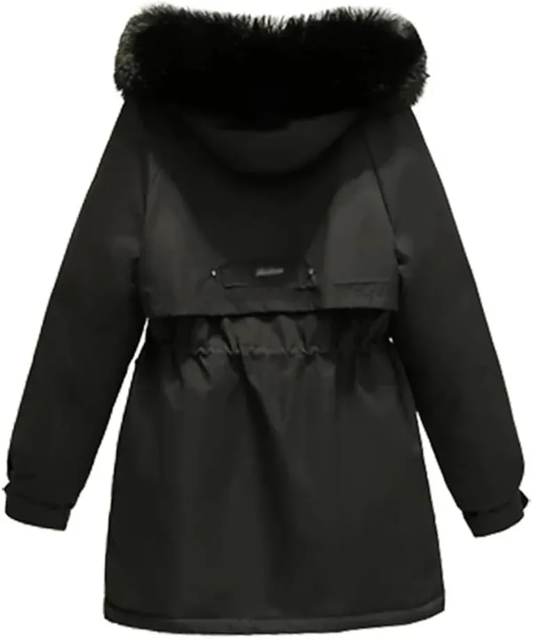 DBFBDTU Women Winter Hooded Coat Warm Cotton Padded Jackets Parkas Fleece Overcoat