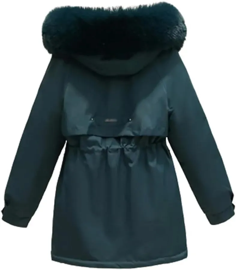 DBFBDTU Women Winter Hooded Coat Warm Cotton Padded Jackets Parkas Fleece Overcoat