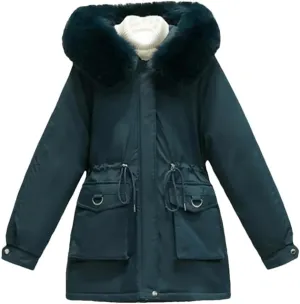 DBFBDTU Women Winter Hooded Coat Warm Cotton Padded Jackets Parkas Fleece Overcoat