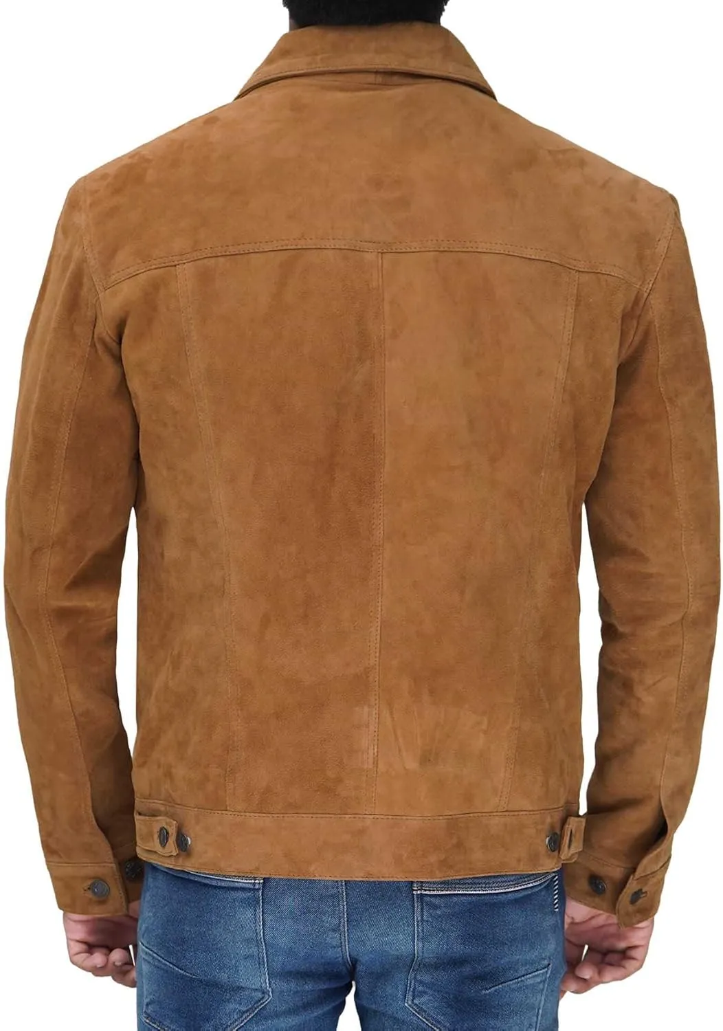Decrum Leather Suede Jacket Men  Real Lambskin Vintage Style Suede Trucker Jacket Men