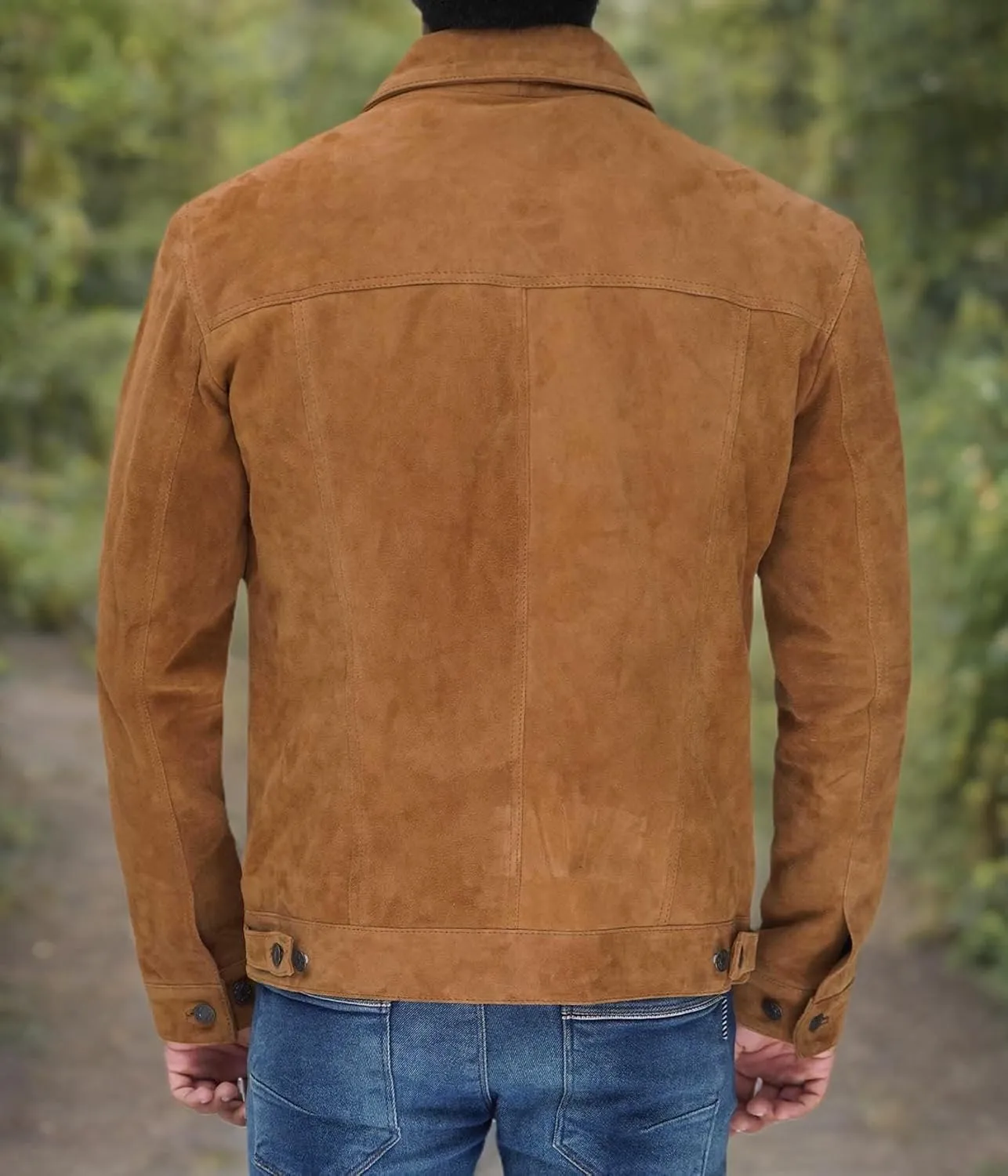 Decrum Leather Suede Jacket Men  Real Lambskin Vintage Style Suede Trucker Jacket Men