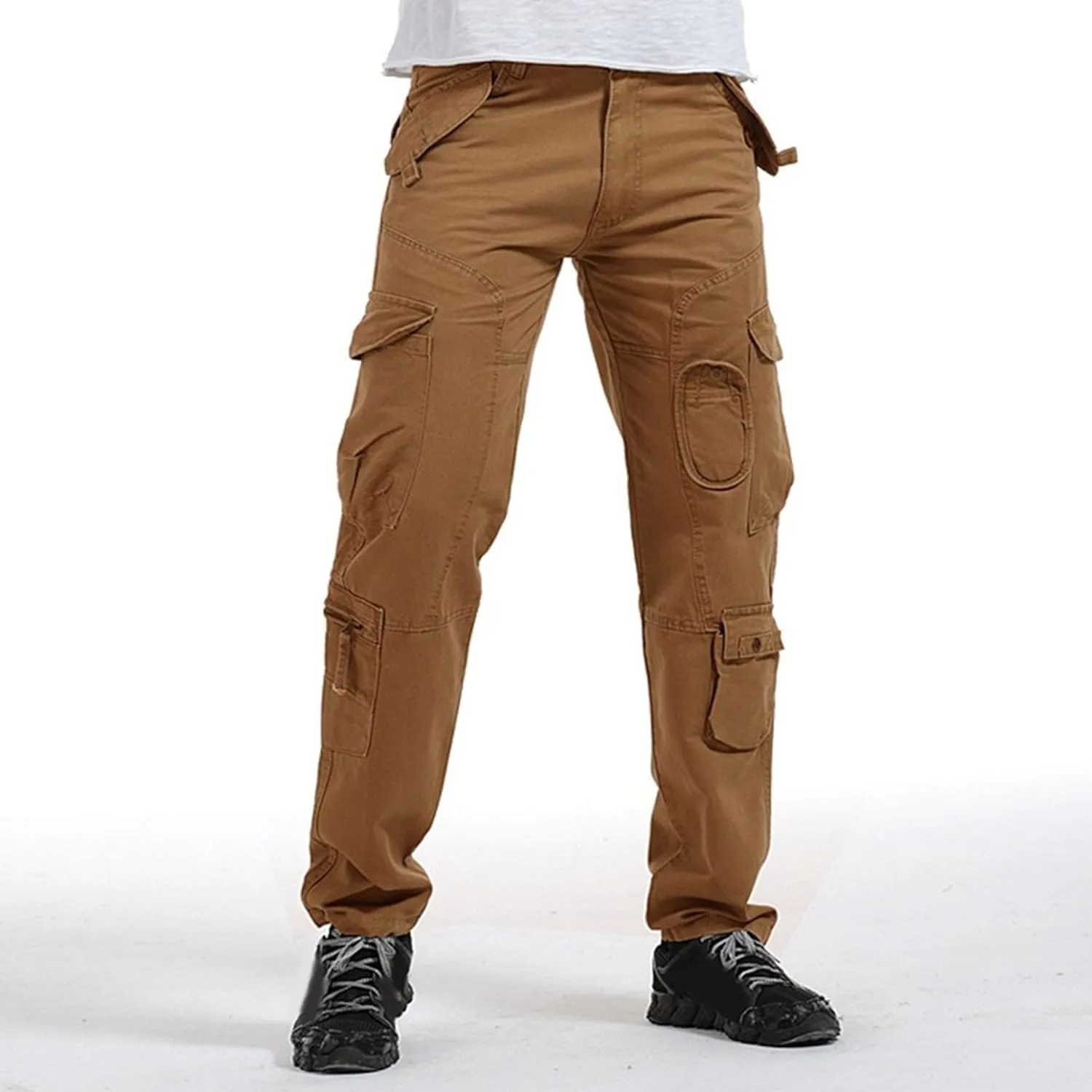DGHM-JLMY Men's Relaxed Fit Cargo Pants Slim Fit Ripstop Tactical Pants Casual Outdoor Hiking Work Pant Multi Pockets