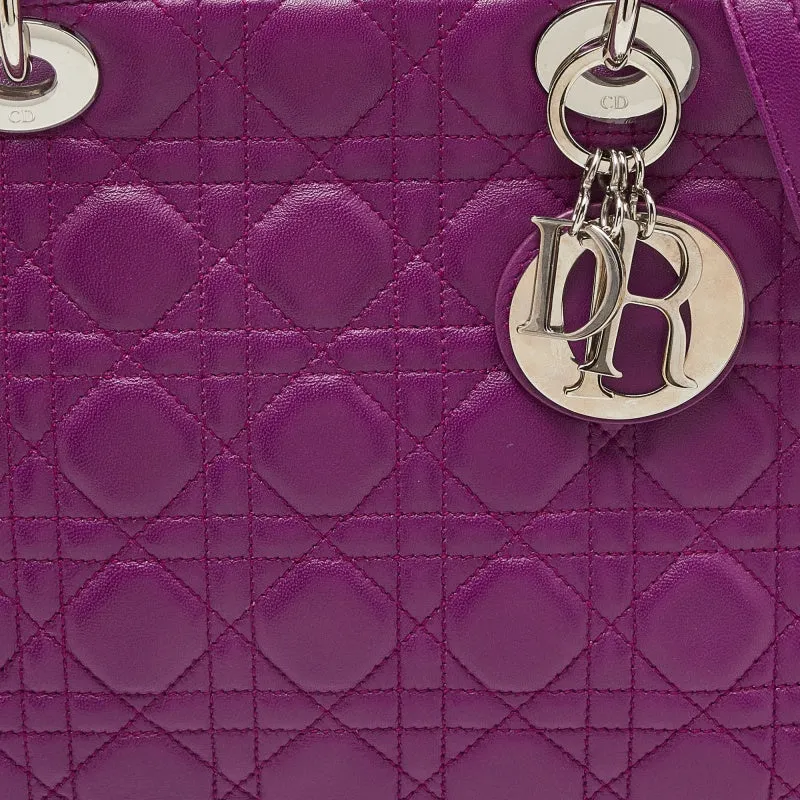 DIOR Purple Cannage Leather Medium Lady  Tote