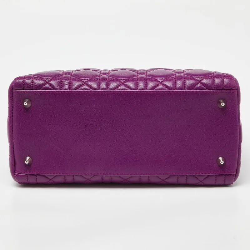 DIOR Purple Cannage Leather Medium Lady  Tote