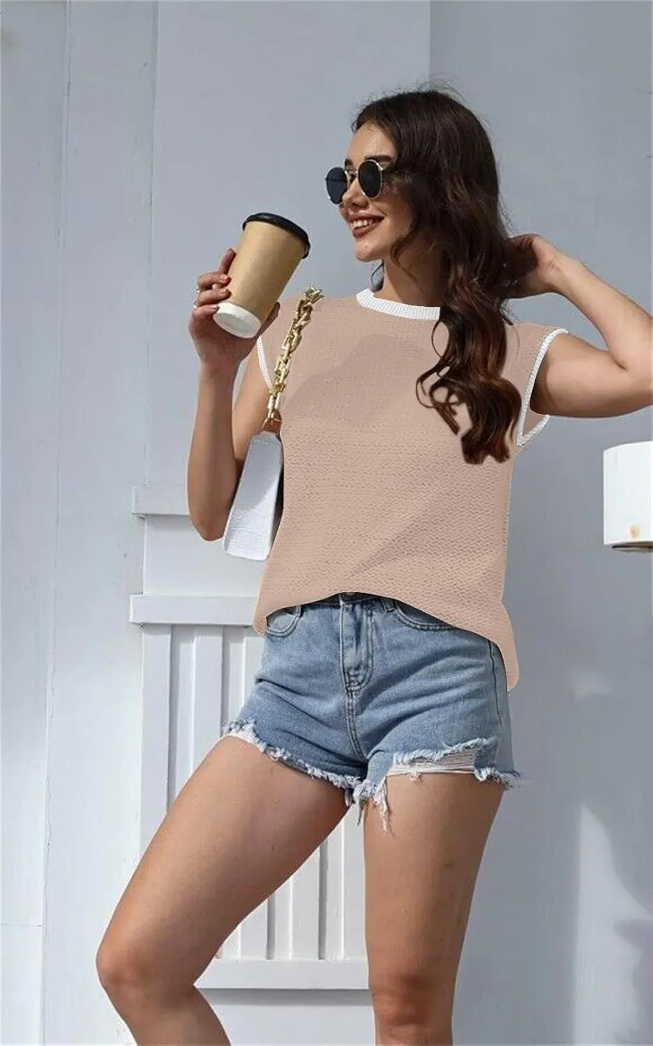 Disamer Cap Sleeve Knit Sweater Tops Sleeveless Vest 2025 Spring Clothes Oversized Summer Tank Trendy Short Sleeve T Shirts