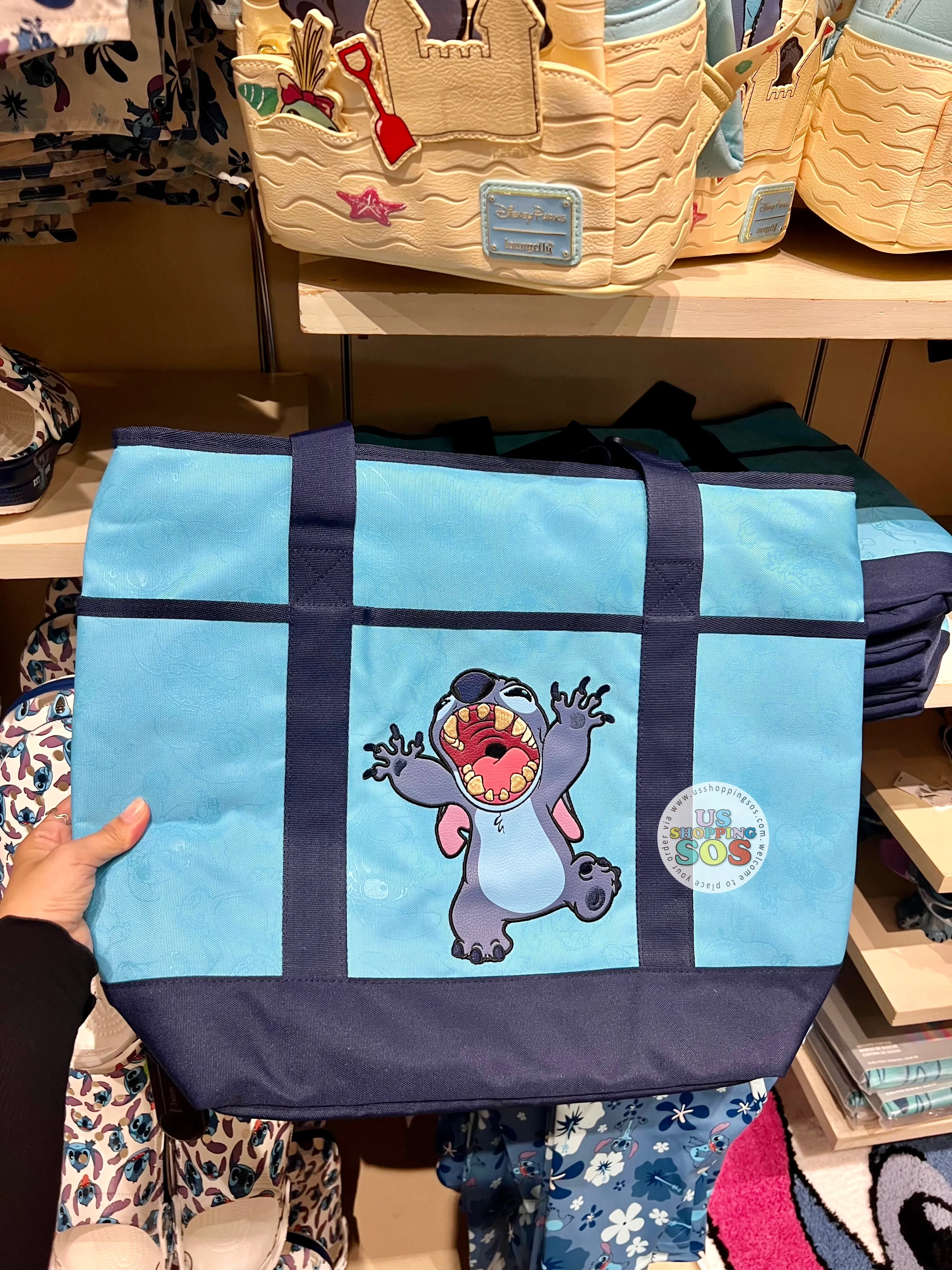 DLR/WDW - Lilo & Stitch - Stitch Embroidered Appliqués Ultraviolet Ink Tote Bag