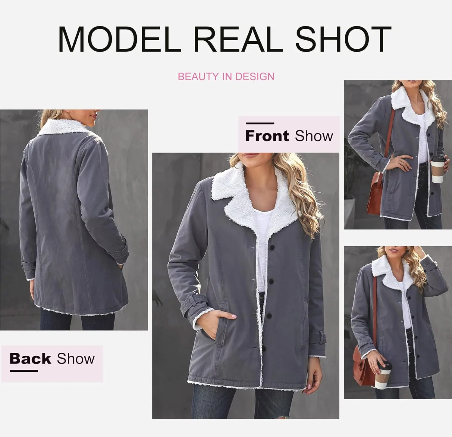 Dokotoo Womens Winter Warm Jean Jacket Stand Collar Wool Liner Sherpa Denim Coats Thicker Outerwear with Pockets