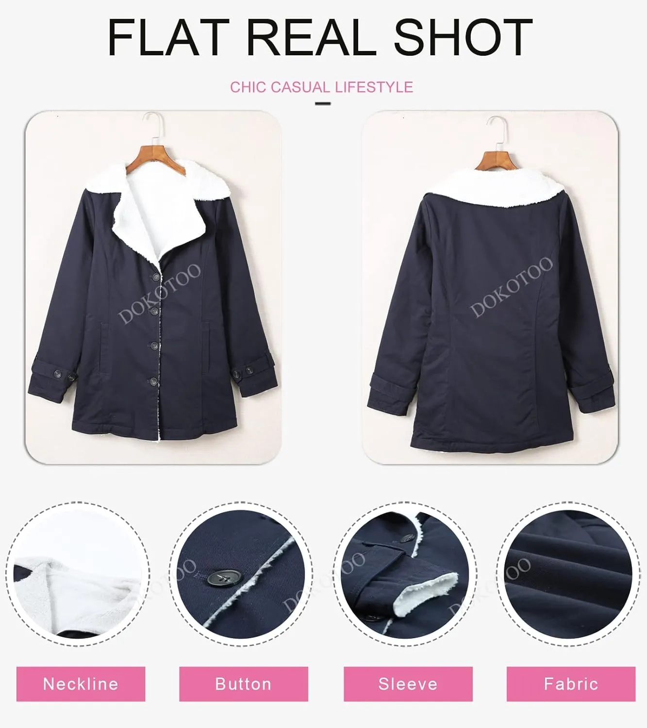 Dokotoo Womens Winter Warm Jean Jacket Stand Collar Wool Liner Sherpa Denim Coats Thicker Outerwear with Pockets