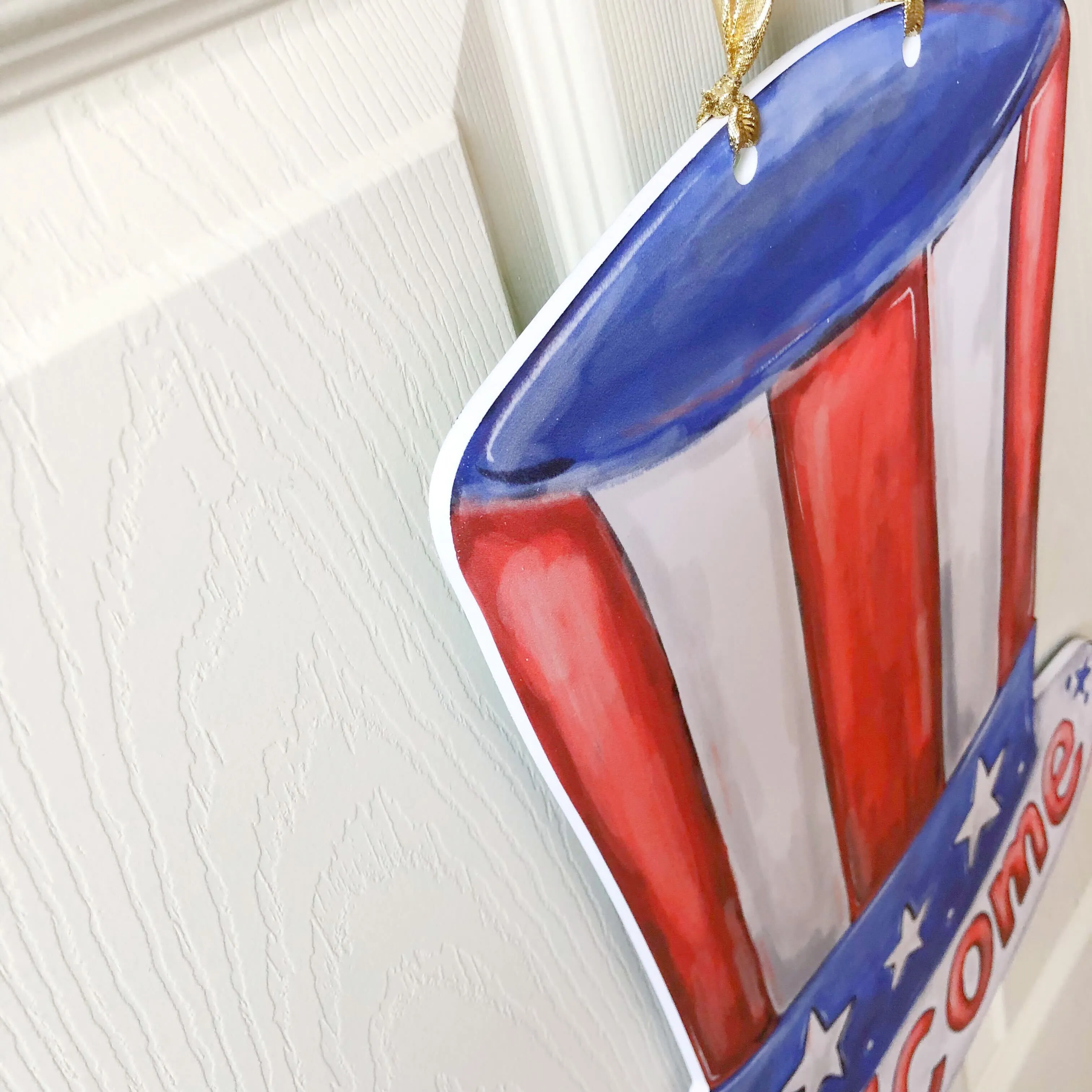 Double Sided Patriotic Hat Welcome / St. Patrick's Leprechaun Hat Welcome Door Hanger