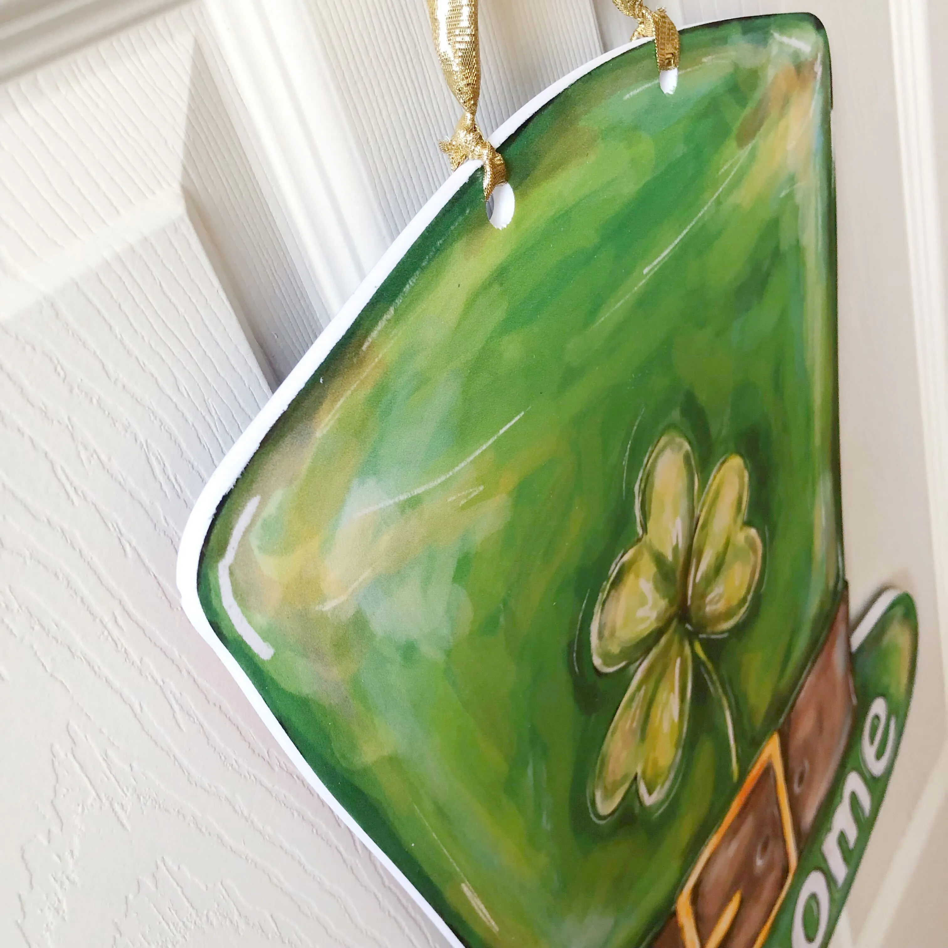 Double Sided Patriotic Hat Welcome / St. Patrick's Leprechaun Hat Welcome Door Hanger