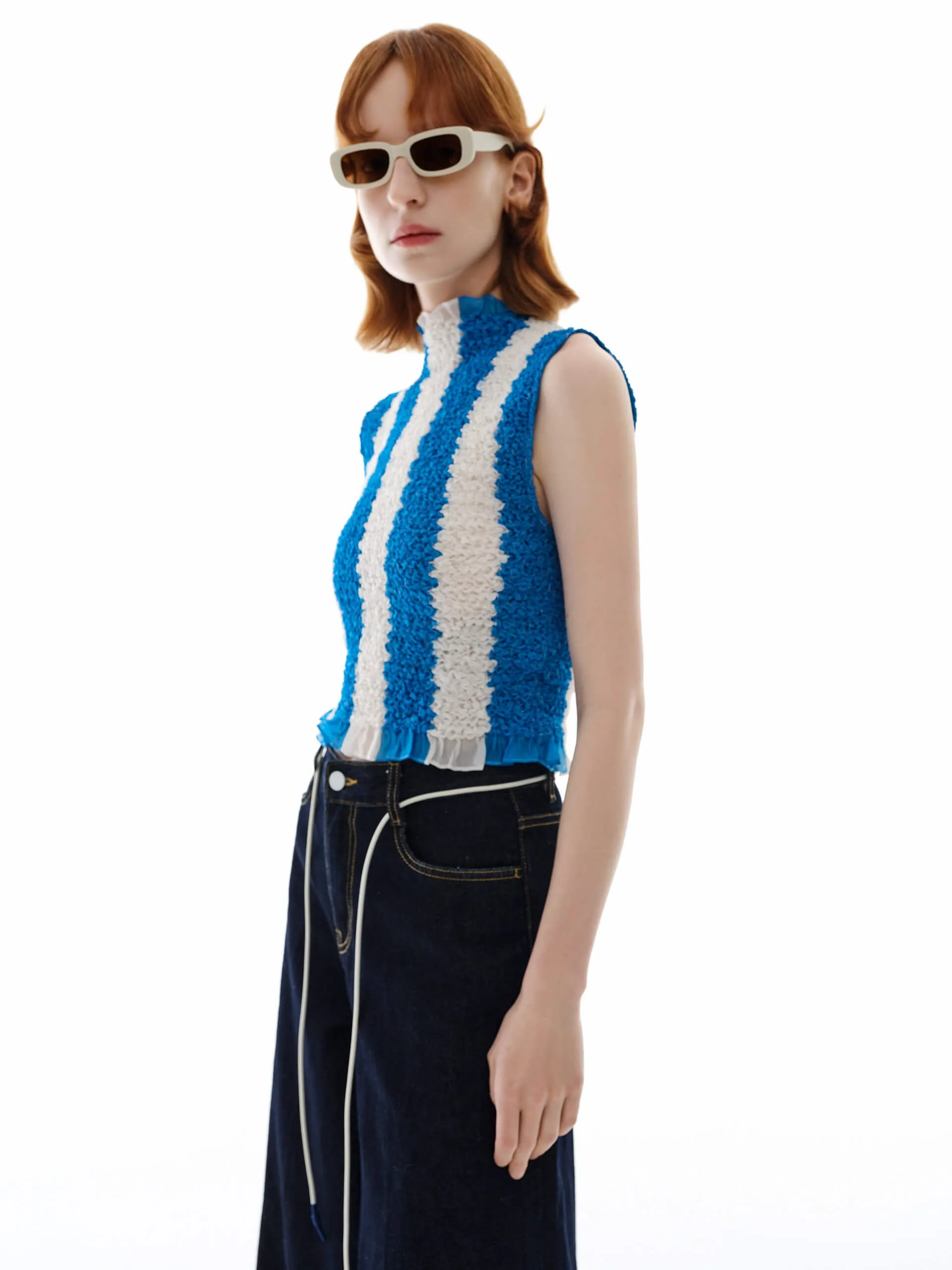 Drawstring Detail Wide Leg Jeans