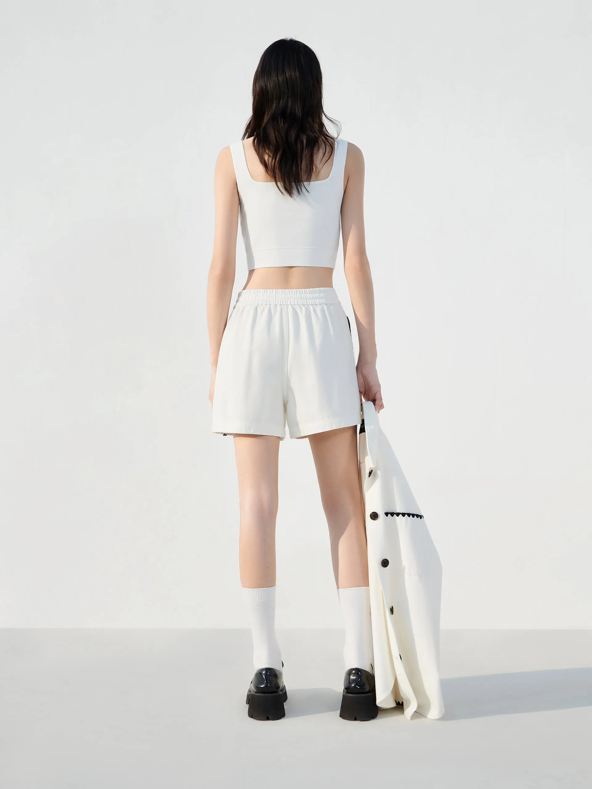 Drawstring High Rise Shorts