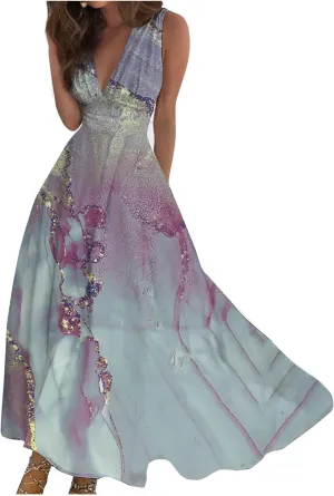 Dresses for Women 2024,Women's Maxi Dress Sleeveless Casual Flowy Swing Dress Floral Print Fashion Daily Sundresses