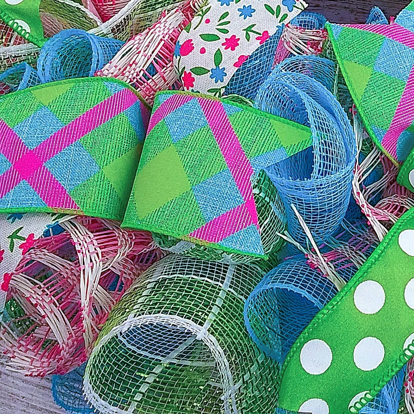 Easter Door Wreath | Spring Welcome Wreath | Pink Turquoise White