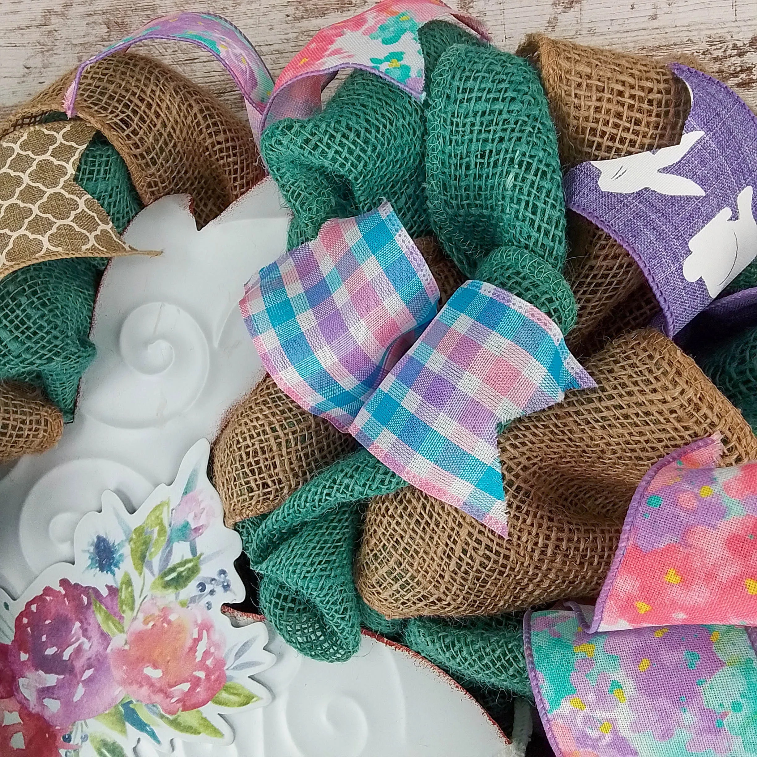 Easter Wreaths for Door - Floral Easter Bunny Welcome Door Wreath