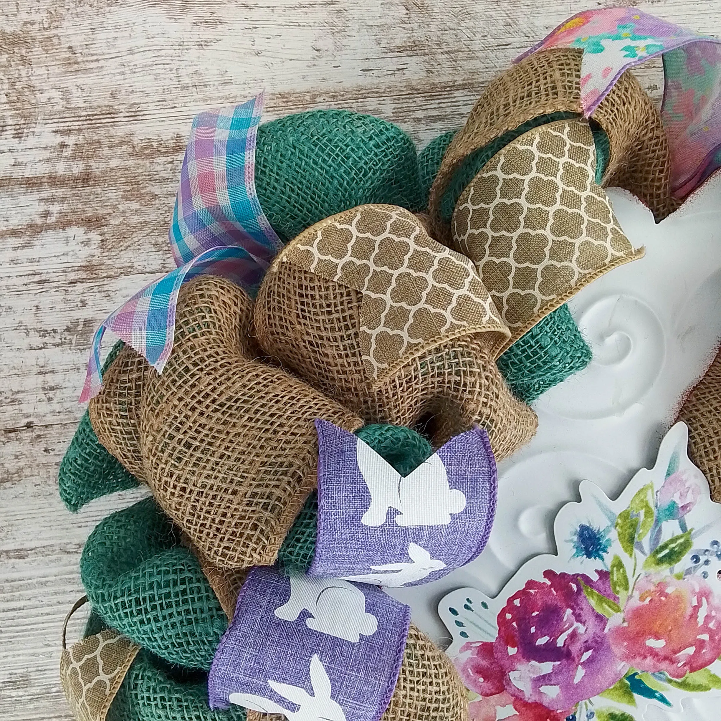 Easter Wreaths for Door - Floral Easter Bunny Welcome Door Wreath
