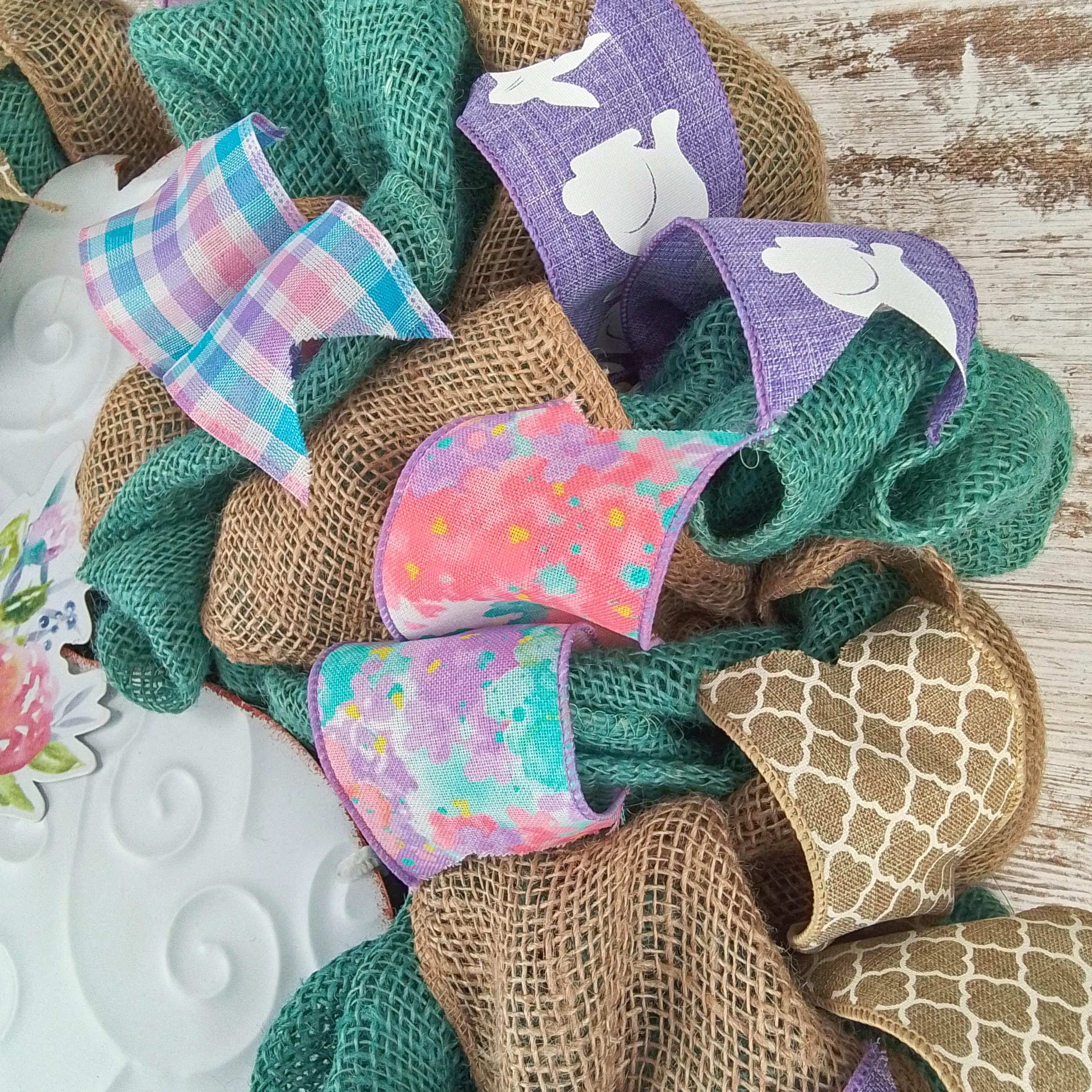Easter Wreaths for Door - Floral Easter Bunny Welcome Door Wreath