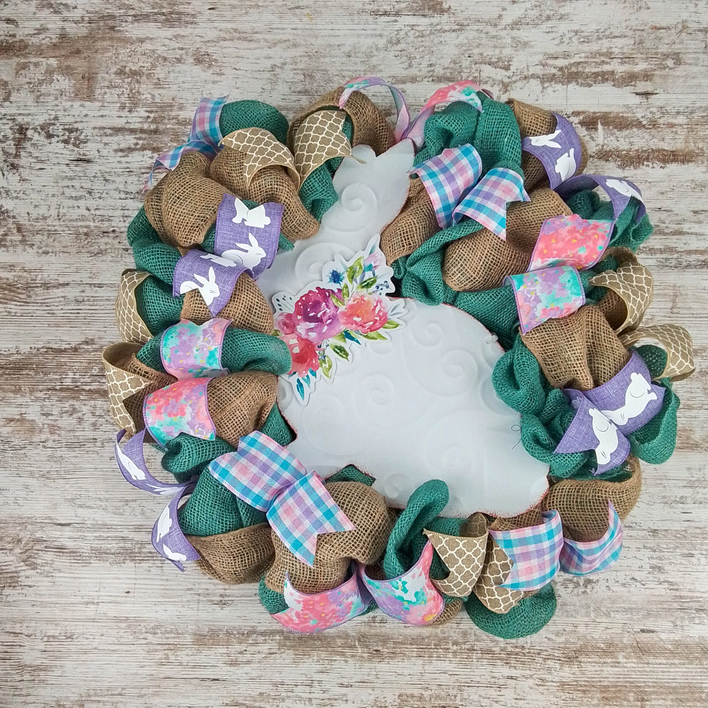 Easter Wreaths for Door - Floral Easter Bunny Welcome Door Wreath