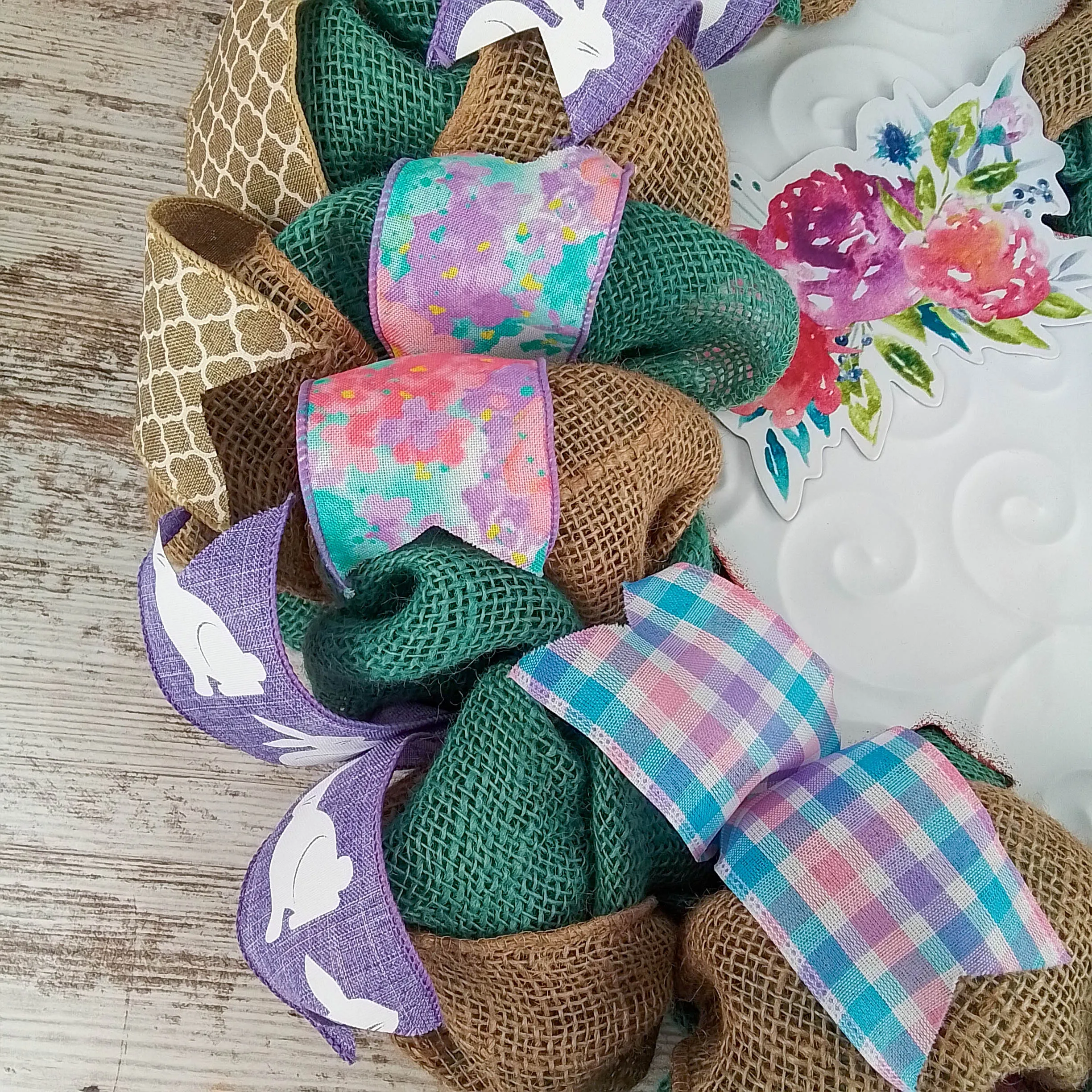 Easter Wreaths for Door - Floral Easter Bunny Welcome Door Wreath
