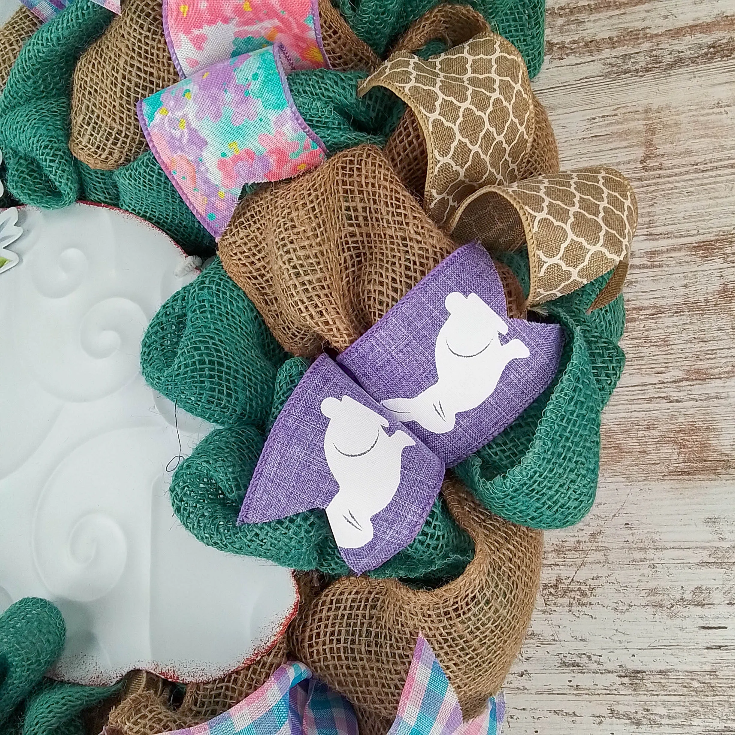 Easter Wreaths for Door - Floral Easter Bunny Welcome Door Wreath