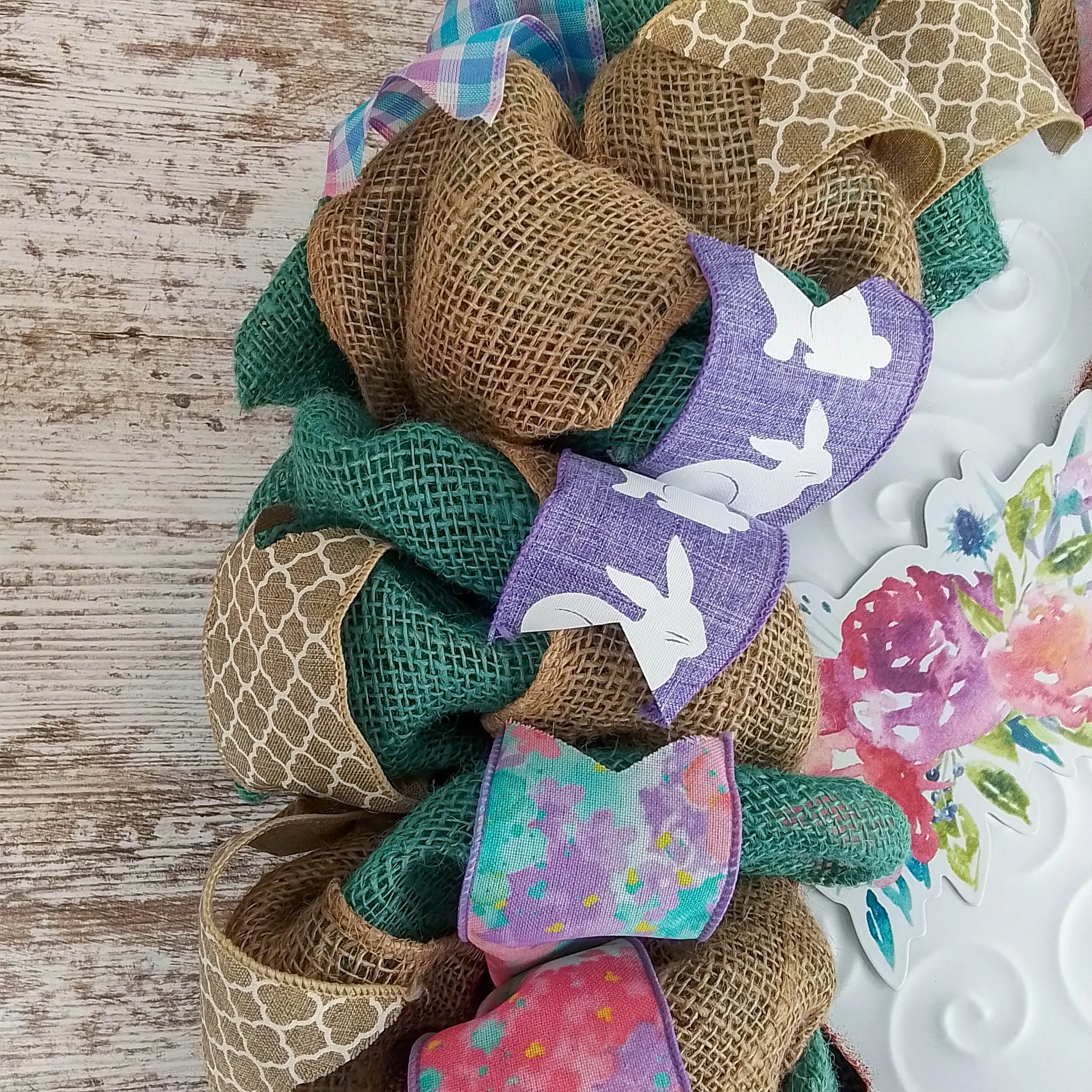 Easter Wreaths for Door - Floral Easter Bunny Welcome Door Wreath