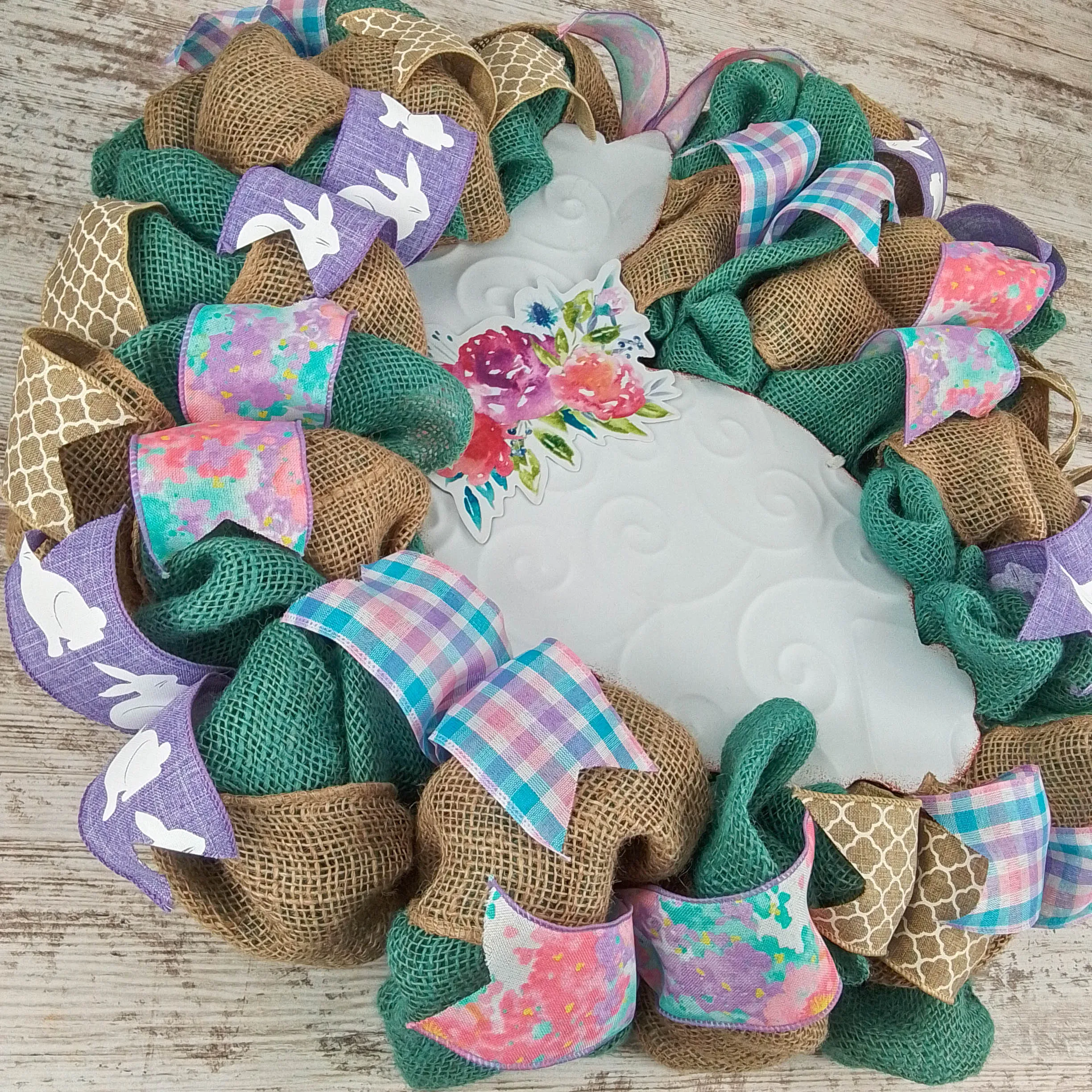 Easter Wreaths for Door - Floral Easter Bunny Welcome Door Wreath