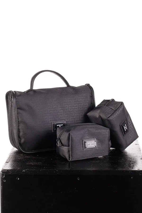 Equestrian Luggage Collection - Tolietry Bag W/ 2 Mini Pouches Black