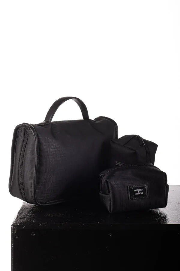 Equestrian Luggage Collection - Tolietry Bag W/ 2 Mini Pouches Black