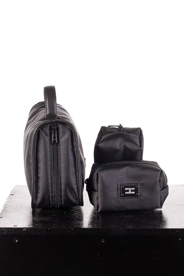 Equestrian Luggage Collection - Tolietry Bag W/ 2 Mini Pouches Black