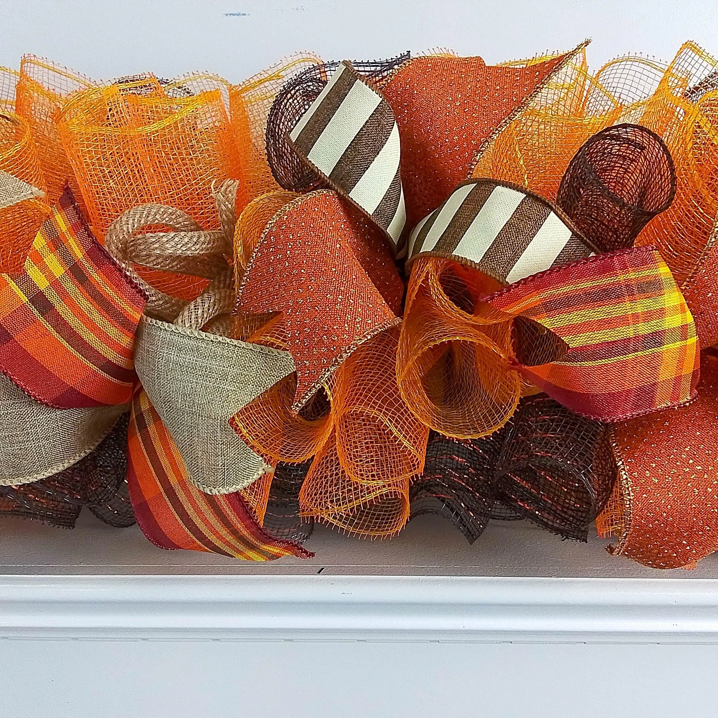 Fall Deco Mesh Garland, Thanksgiving Decoration, Autumn Wreath