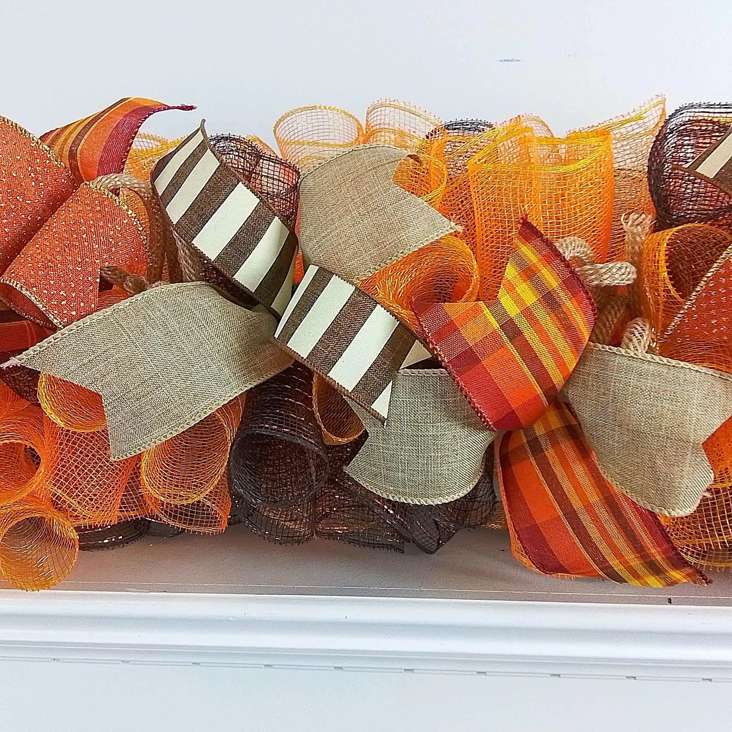 Fall Deco Mesh Garland, Thanksgiving Decoration, Autumn Wreath