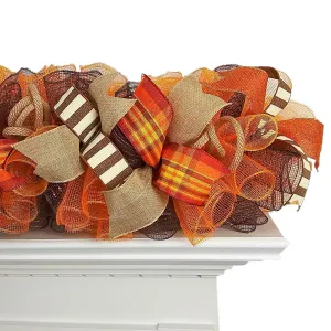 Fall Deco Mesh Garland, Thanksgiving Decoration, Autumn Wreath