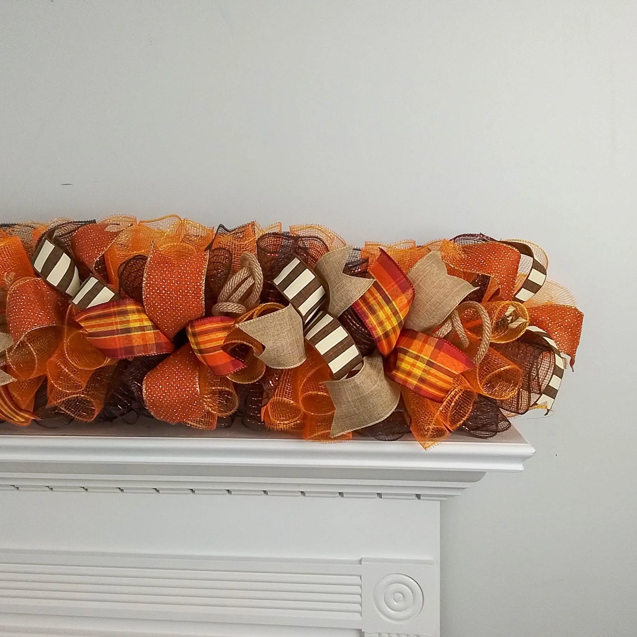 Fall Deco Mesh Garland, Thanksgiving Decoration, Autumn Wreath