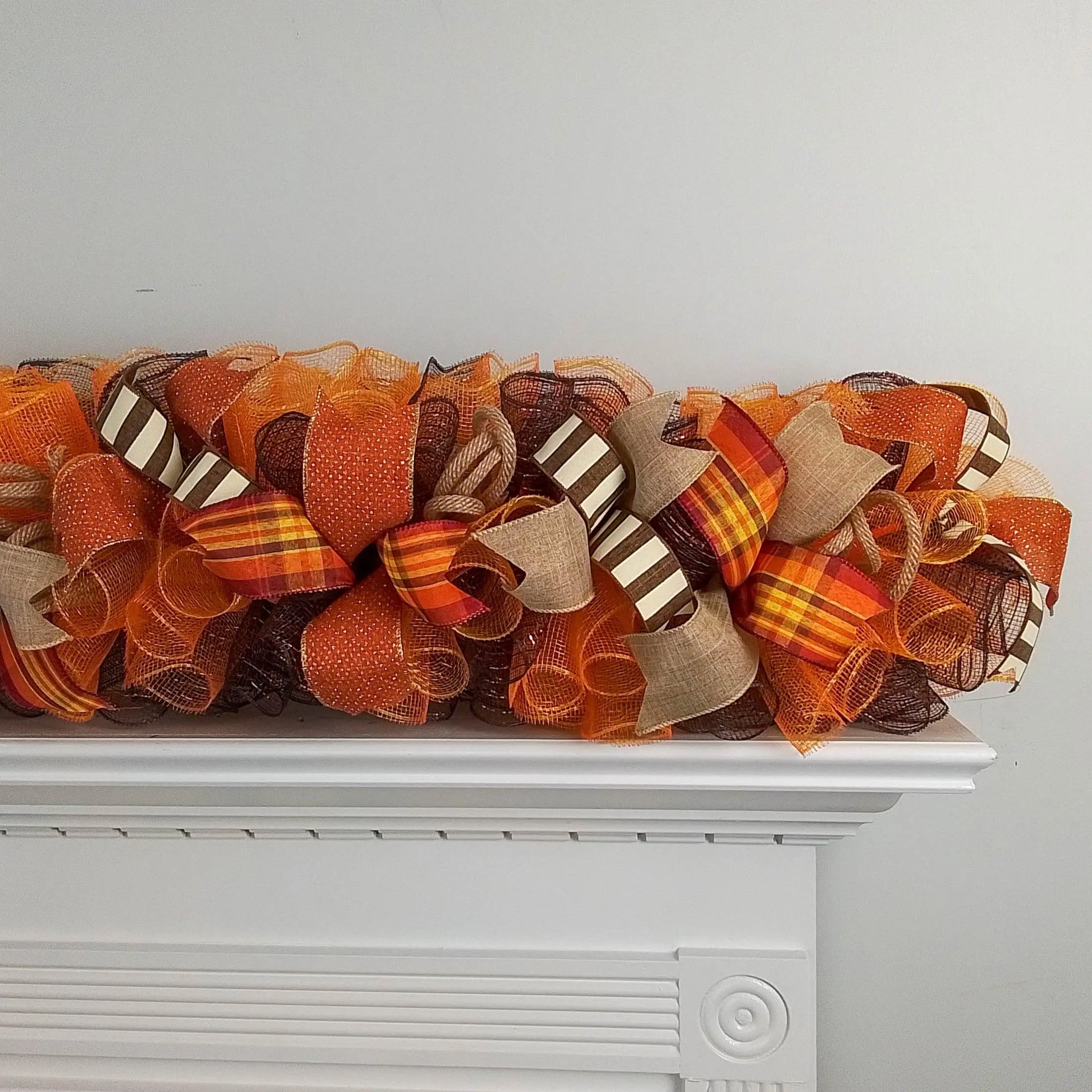 Fall Deco Mesh Garland, Thanksgiving Decoration, Autumn Wreath